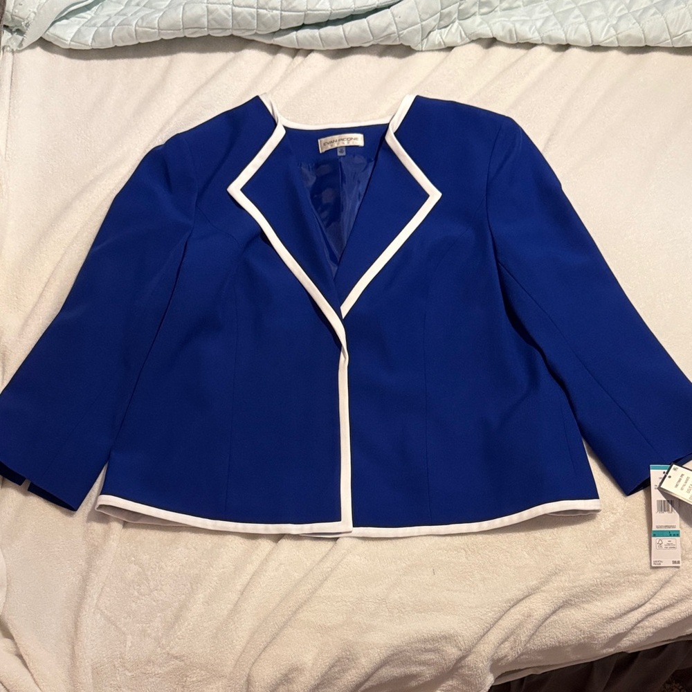 Evan Picone Royal Blue Blazer with White Trim